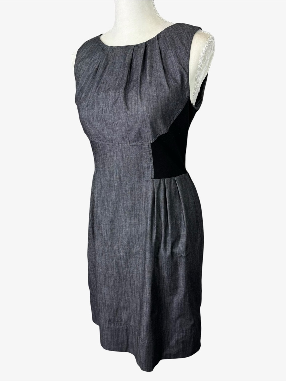 Calvin Klein denim look sheath dress 4 gray and black sleeveless pencil dress - Picture 2 of 9